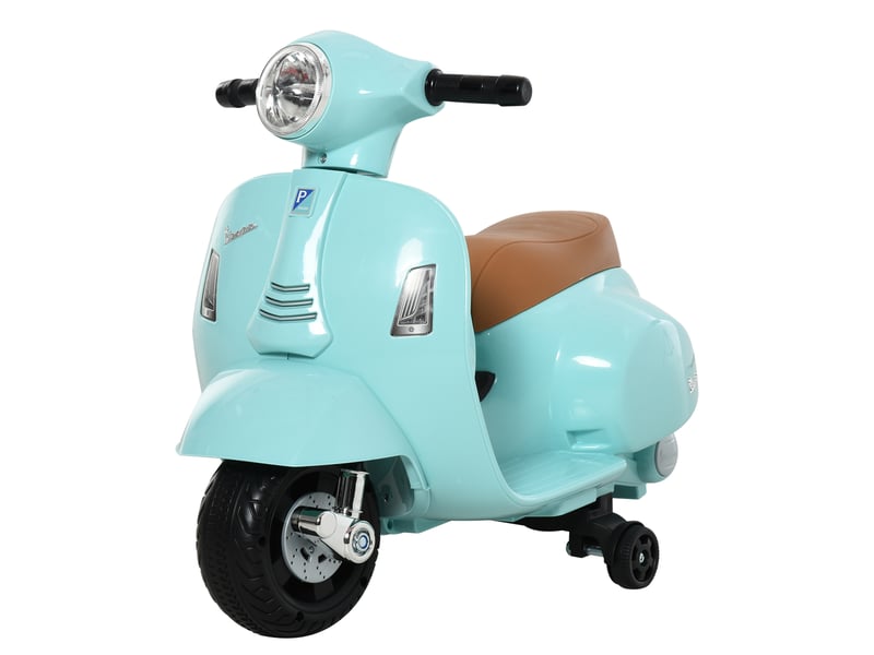  Moto électrique pour enfants de 18 à 36 mois avec licence vespa officielle, phares et klaxon, 66,5 x 38 x 52 cm, verte  - Conforama B