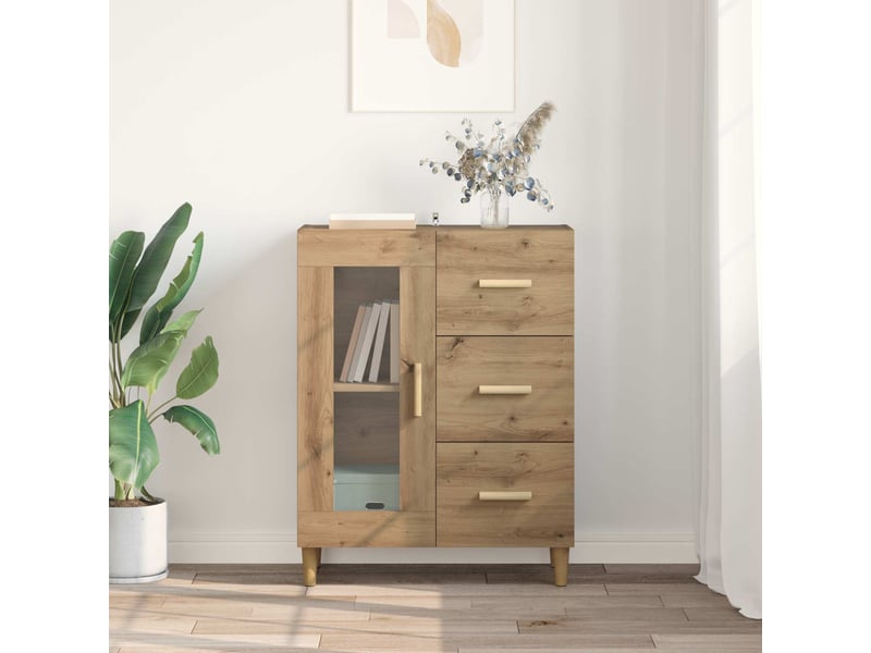  Buffet - bahut - meuble de rangement chêne artisanal 69,5 x 34 x 90 cm bois d'ingénierie  - Conforama D