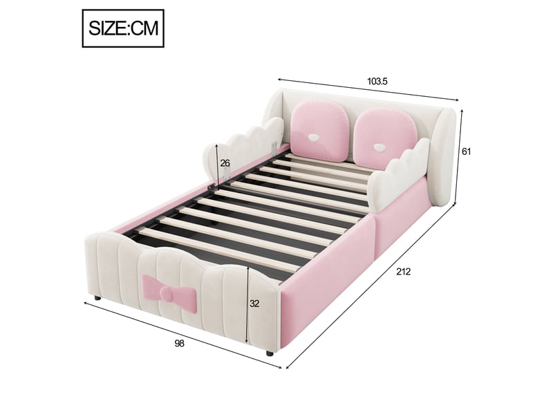  Lit coffre enfant simple 90×200 cm avec rangement hydraulique - okmyhome- velours beige, sans matelas  - Conforama D