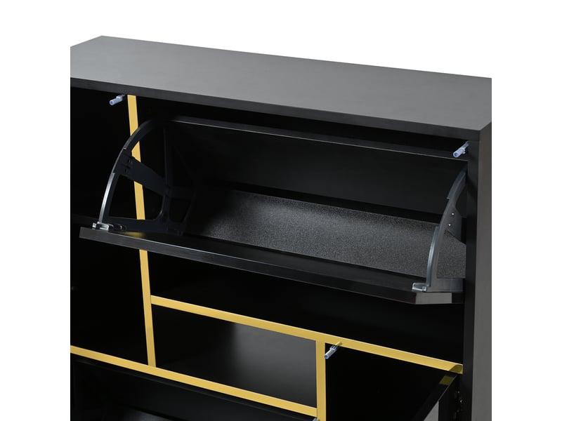  Meuble à chaussures 80x25x96 cm, deux portes avec étagères modulables, idéal pour couloir et chambre noire  - Conforama W