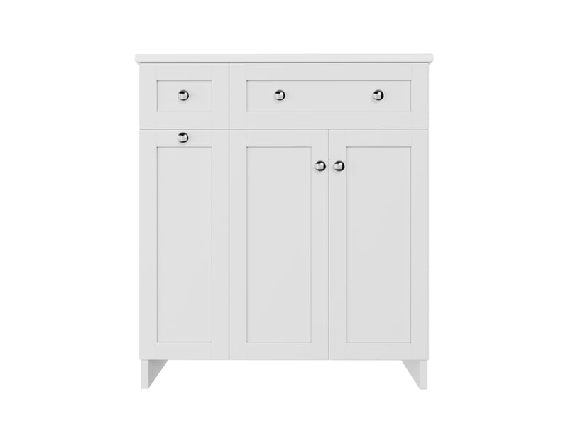  Meuble vasque blanc avec lavabo intégré, tiroirs et charnières amorties 76 cm  - Conforama A