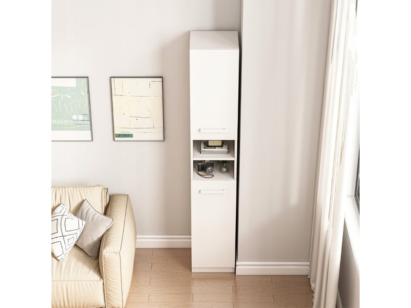 Regał szafka biała nowoczesna stojąca słupek wysoki loft 2 drzwi 180 cm  - Conforama B