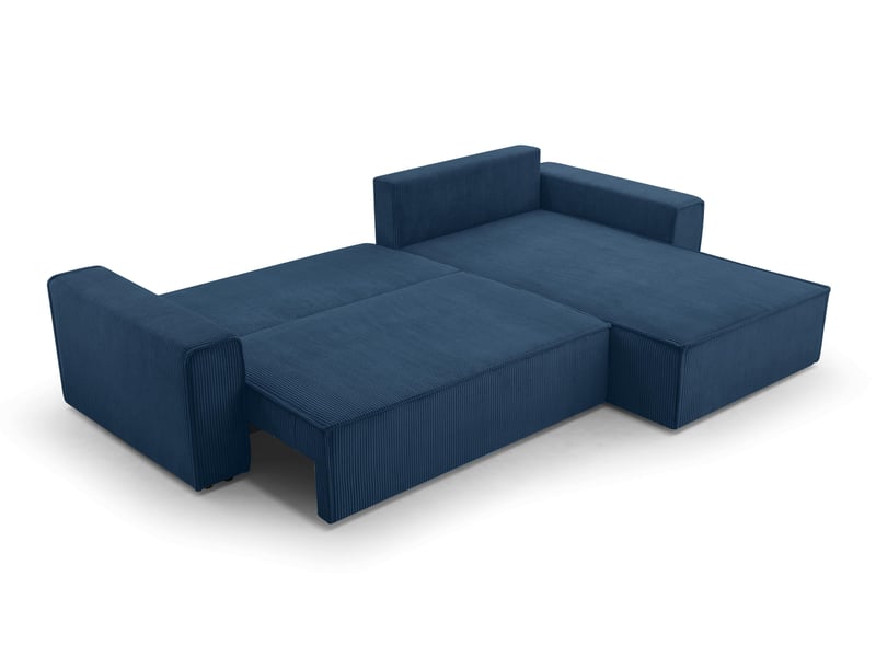 Canapé d’angle en velours côtelé bleu cedria – 287 cm CedriaMini - Conforama C