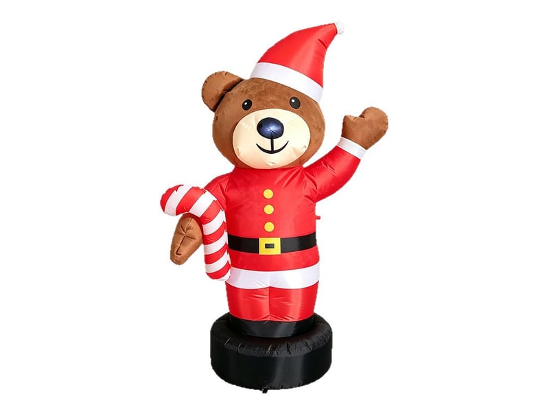  Ours gonflable de noël 1,8 m en costume de père noël avec canne à sucre, décoration extérieure  - Conforama A