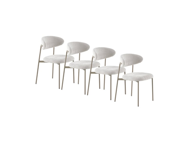 Lot de  4 chaises tapissése en chenille blanche  - Conforama B