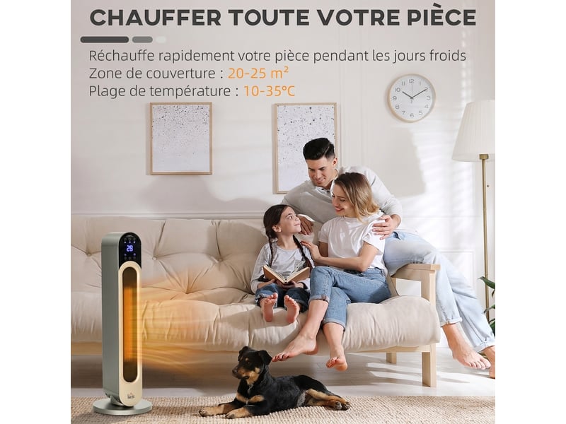 Chauffage soufflant oscillant radiateur céramique ptc 2200w avec télécommande et minuterie noir  - Conforama B
