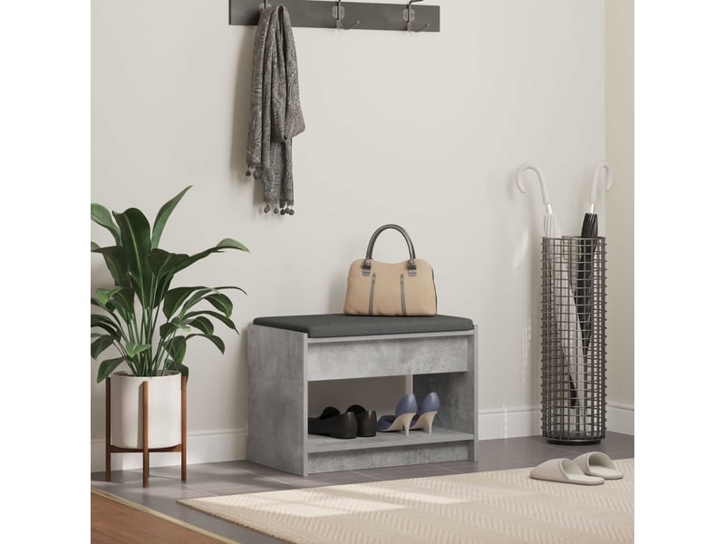  Banc d'entrée, banc interieur gris béton 63x38x45 cm  - Conforama B