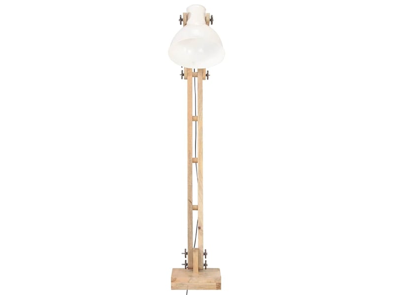  Lampadaire salon, lampe sur pied blanc bois de manguier massif e27  - Conforama C