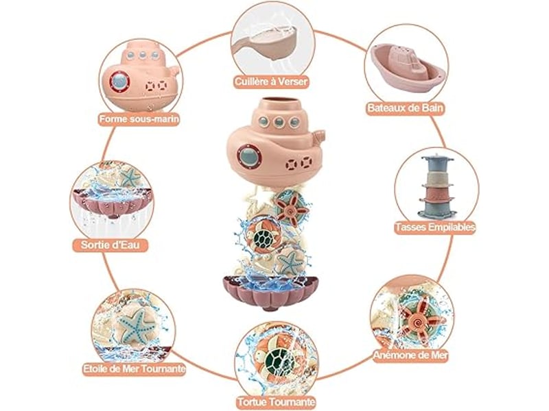 Jouets De Bain Bébé Dès 1 An – éléphant, Tortue, Canard – Jeu D'eau éducatif Et Rigolo