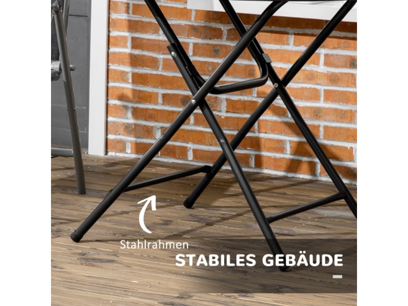  Table de jardin pliante ronde ø80 cm, 4 personnes, effet bois, gris foncé, balcon et terrasse  - Conforama E