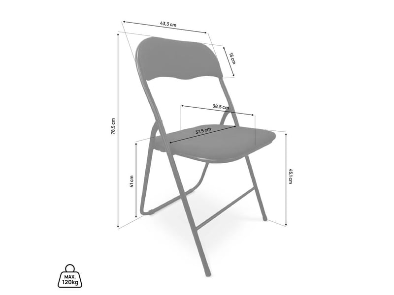  Lot de 6 chaises pliantes rembourrées en tissu noir et pieds métal noir - greta GRETA - Conforama D