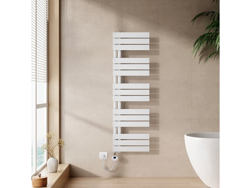  Emke radiateur sèche-serviettes électrique 1320x400 mm, blanc 600w, wifi, modes intelligents, détection fenêtre  - Conforama B