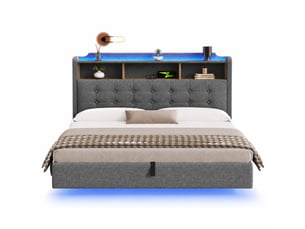 Lit coffre 180x200 cm LPOSPI coloris gris