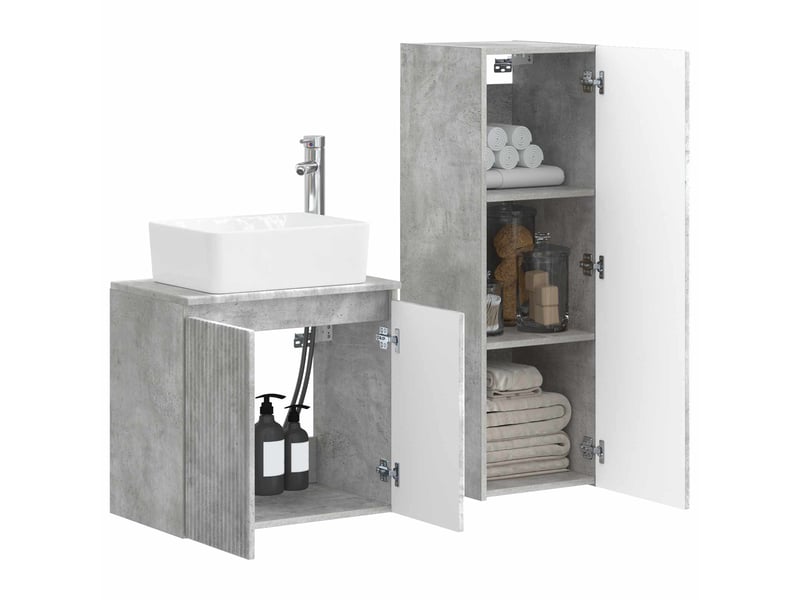  Ensemble de mobilier de salle de bain 2 pcs gris béton shl1000  - Conforama C