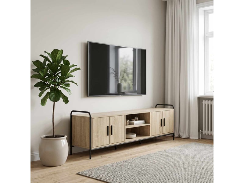  Meuble tv, banc tv 167,5x33x50 cm chêne sonoma bois d'ingénierie  - Conforama B