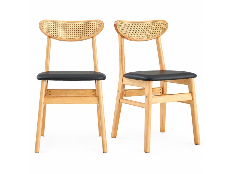  Lot de 2 chaises de salle à manger,45x43,9x78,7 cm,avec dossier en rotin,coloris bois  - Conforama D
