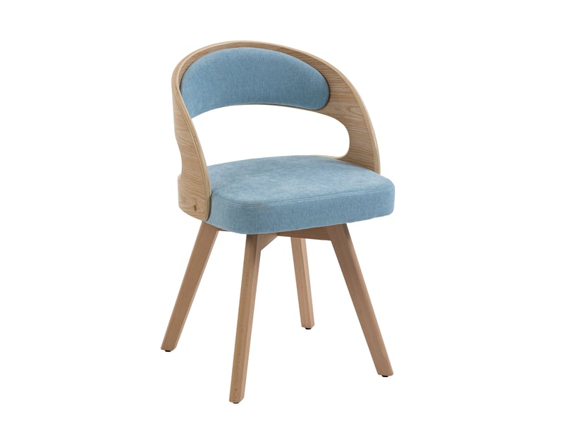  Lot de 2 chaise de salle à manger pivotante 44x41x75 cm bois, tissu lin bleu, dotée de coussin, confortable, meuble de salon  - Conforama A