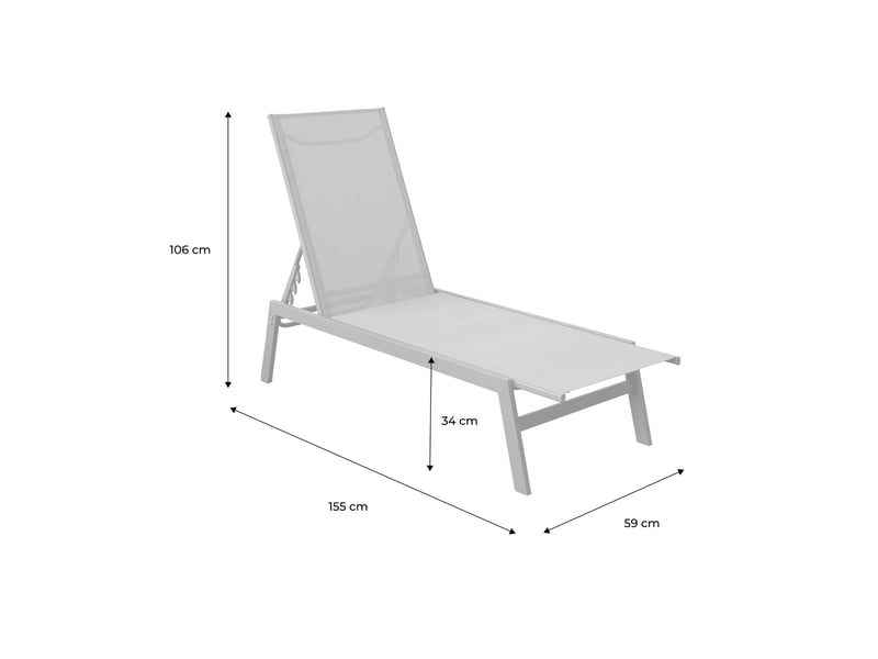 Lot de 2 transats beige. 5 positions. En textilène et métal. Flora.  l155 x p59 x h106cm  - Conforama E
