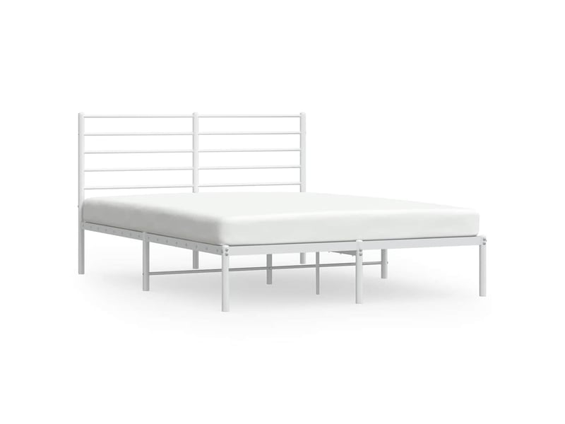 Lit double- lit adulte - cadre de lit métal sans matelas et tête de lit blanc 150x200 cm - Conforama A