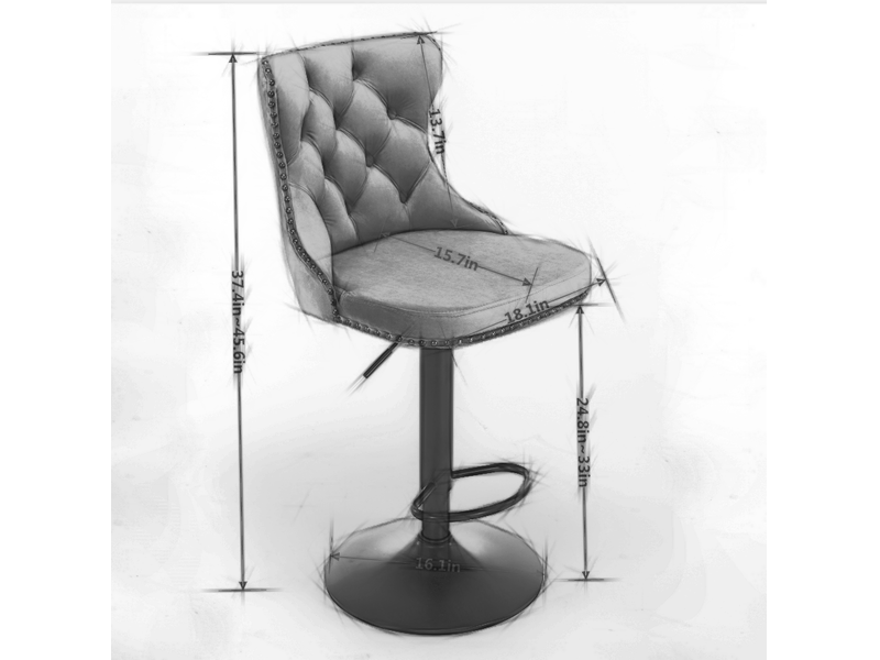  Lot de 2 tabourets de bar pivotants et réglables en velours noir  - Conforama C