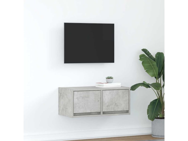  Meuble tv - banc tv - meuble de rangement gris béton 60x31x25,5 cm bois d'ingénierie  - Conforama B