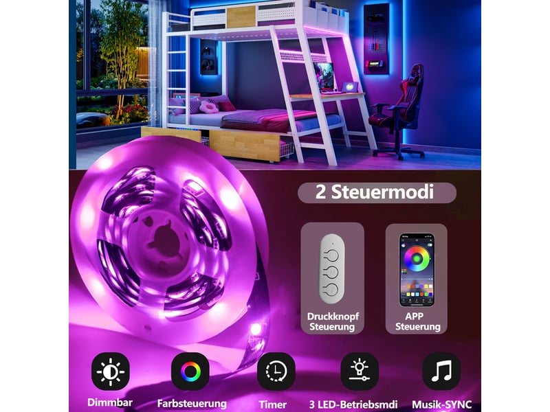  Lit superposé adolescent 2 places 90x200 cm - avec bureau, led, prises usb et type-c - rangement - métal blanc  - Conforama E