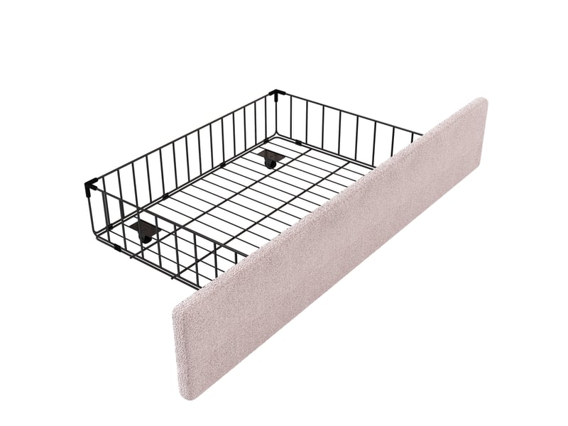  Lit enfant 90x200 cm, tiroirs, forme de lapin, dessin style cartoon, sommier, peluche rose, sans matelas  - Conforama R