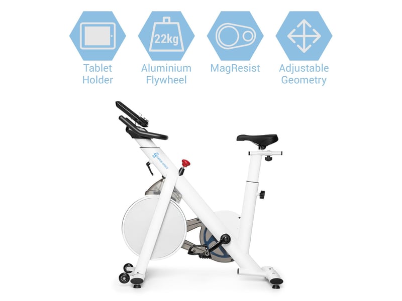 Vélo d'appartement - capital sports evo race - cardio training - volant d'inertie 22 kg - blanc  - Conforama B