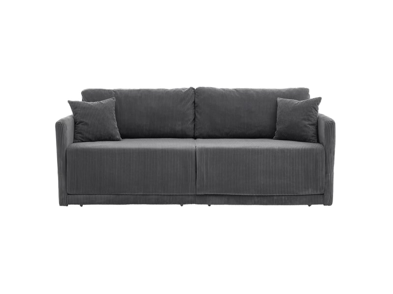 Canapé convertible 182 cm, canapé 2 places en corduroy gris, banquette clic-clac structure métal, style minimaliste