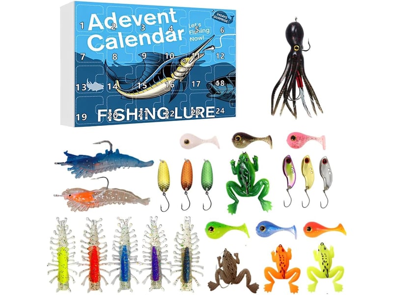  Calendrier de l’avent pêche 2026, 24 jours de leurres, kit de pêche pour eau douce et salée, cadeau de noël homme  - Conforama A
