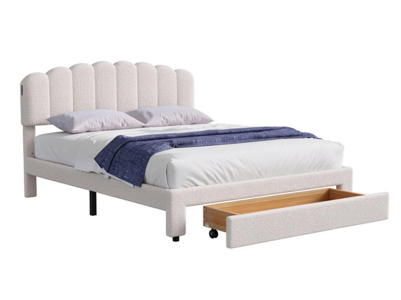 Lit coffre 160x200 cm ezssw, coloris blanc - Conforama A