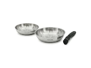 Lot de 2 poêles en inox de 24 cm et 28 cm avec manche amovible fackelmann inogrip