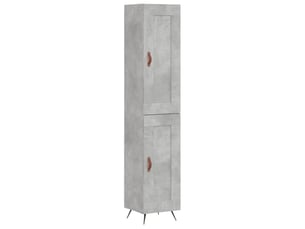 Buffet haut - bahut - meuble de rangement gris béton 34,5x34x180 cm bois d'ingénierie