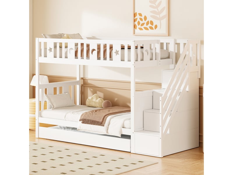 Lit superposé en bois blanc 90 x 200 cm - Conforama D