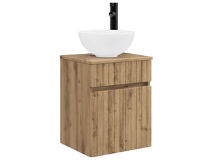 Meuble de lavabo mural, rangement salle de bain chêne artisanal 39x35x63 cm