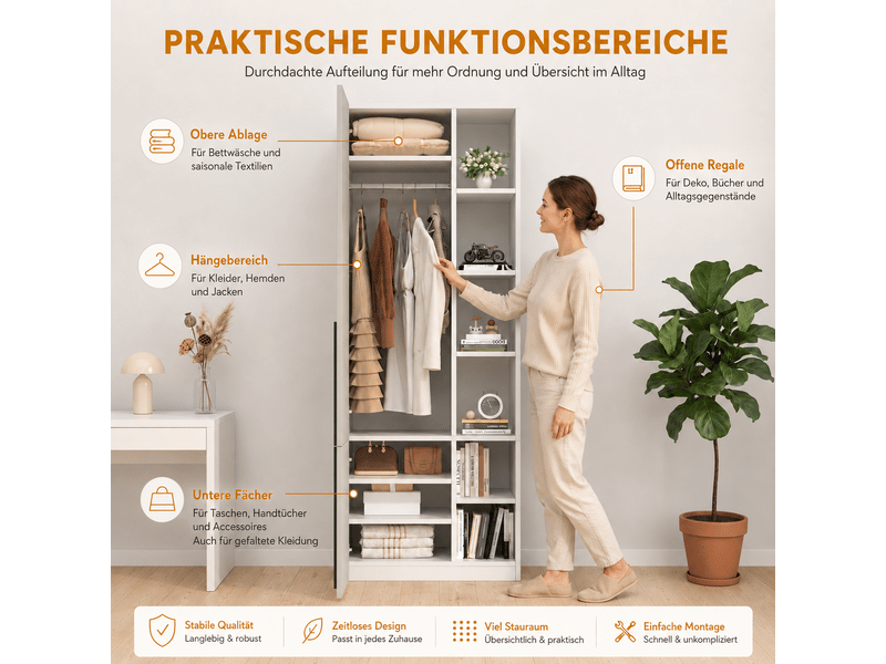 Armoire penderie 70 x 50 x 200 cm - 1 barre de penderie - mdf et panneaux de particules - rangement pour chambre et dressing - gris - Conforama D