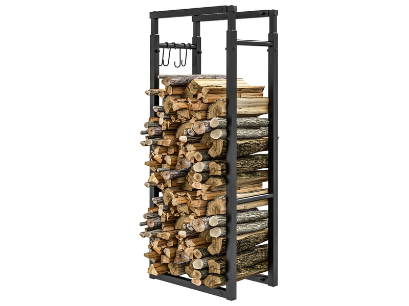  Porte-bûches extensible en métal noir, 40-65 x 25 x 100-150 cm, charge 100 kg, 4 crochets  - Conforama B