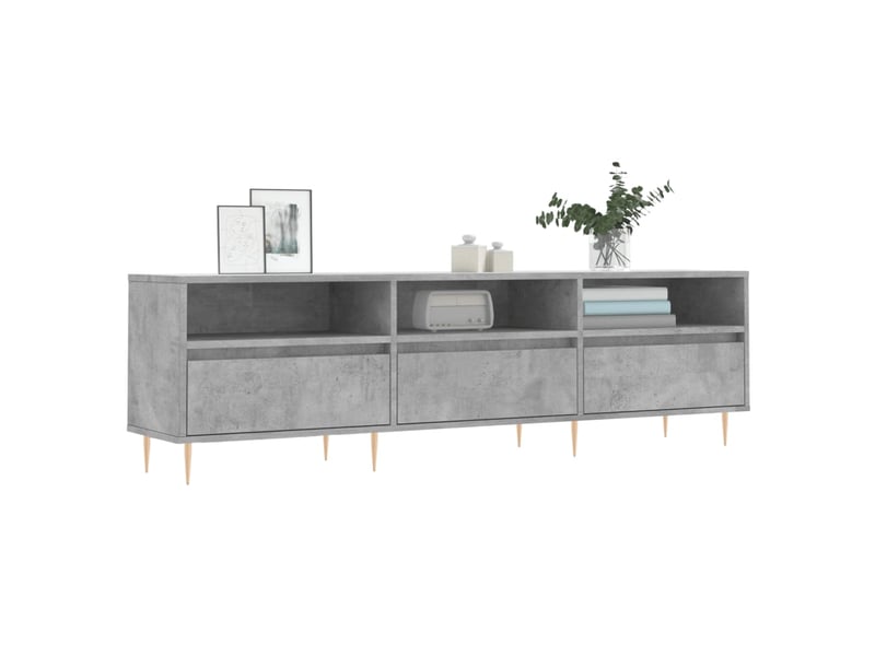  Meuble tv - banc tv - meuble de rangement gris béton 150x30x44,5 cm bois d'ingénierie  - Conforama C