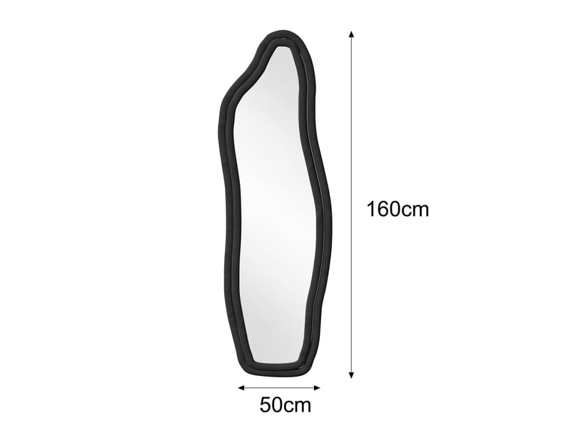  Miroir sur pied - 160x50cm - design irrégulier - cadre velours - miroir psyché pleine longueur incassable - noir  - Conforama E
