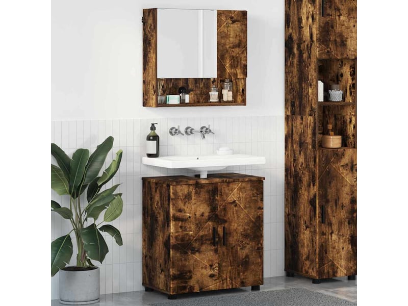  Ensemble de mobilier de salle de bain 2 pc chêne fumé cf64073  - Conforama B