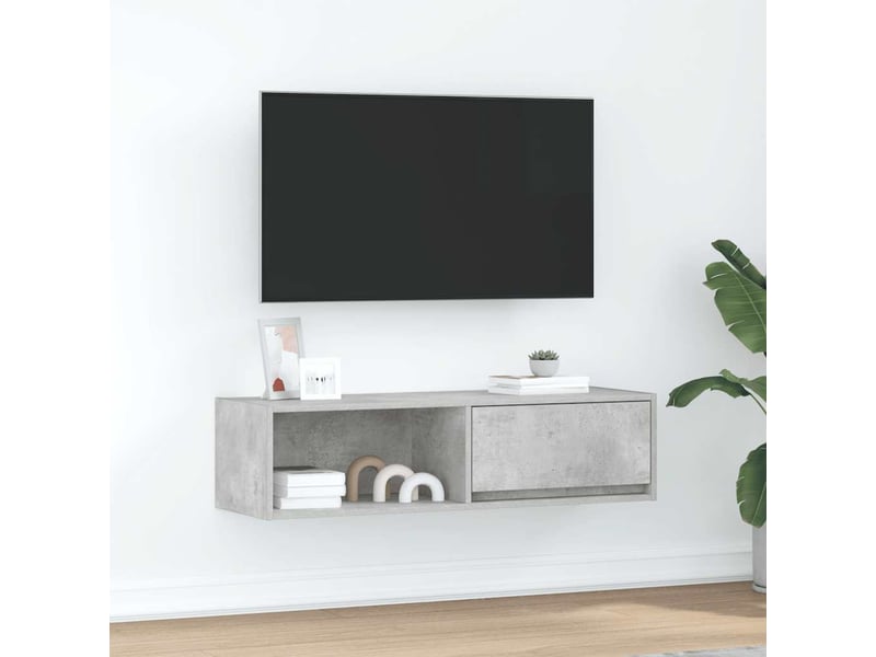  Meuble tv - banc tv - meuble de rangement gris béton 100x31x25,5 cm bois d'ingénierie  - Conforama B