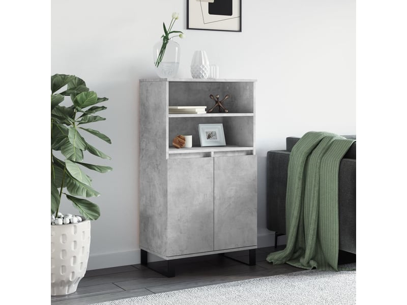  Buffet haut - bahut - meuble de rangement gris béton 60x36x110 cm bois d'ingénierie  - Conforama B