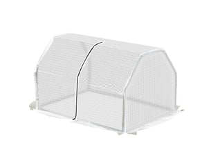 Serre terrasse 100x70x60 cm, petite, zip, plantesfleurs, acierpe 140 gm², blanche.