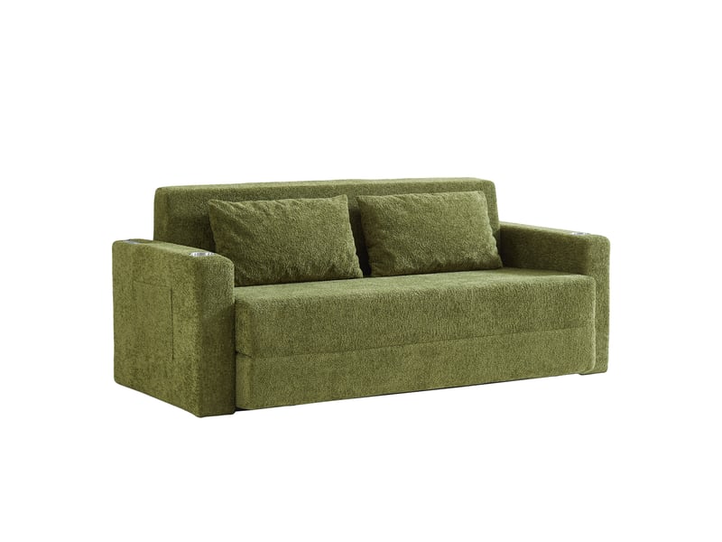  Canapé-lit 2 places 153x77x65 cm - canapé convertible 2 en 1 - canapé pliable - fonction couchage - poches latérales - ports usb - velours - vert CozyNest - Conforama A