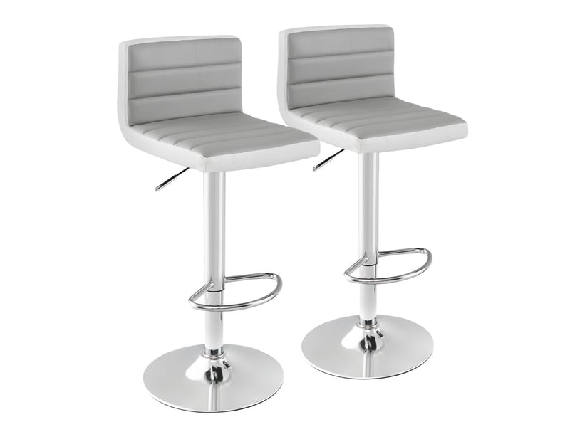  Lot de 2 chaises de bar pivotantes réglables 37 x 42 x 82-102 cm confortables avec dossier rembourré design moderne en cuir pu gris et blanc 20_0012411  - Conforama A