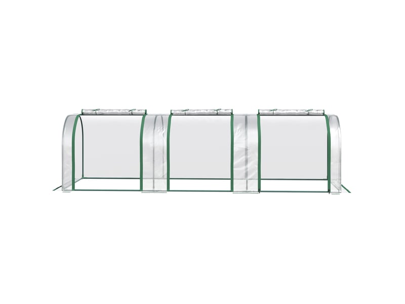  Serre tunnel de jardin 295x100x80 cm – transparente – 3 fenêtres zippées, cadre en acier thermolaqué film pvc  - Conforama D
