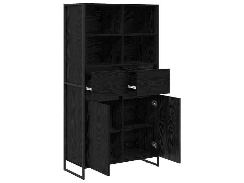  Buffet - bahut - meuble de rangement chêne noir 81 x 36 x 150.5 cm bois d'ingénierie  - Conforama E