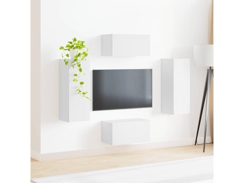  Ensemble meuble tv - banc tv - meuble de rangement 2 pcs blanc bois d'ingénierie  - Conforama D