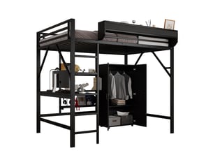 Lit mezzanine 140x200 cm <strong>STILVORA</strong>  <strong></strong> coloris noir
