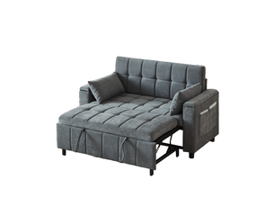 Canapé droit fixe <strong></strong> <strong></strong> 2 places Tissu gris avec coffre de rangement